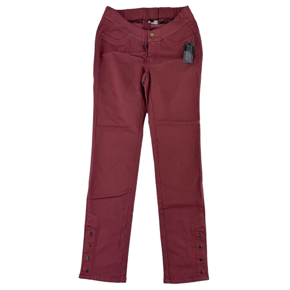 Denim & Co Adaptive Comfy Knit Slim Ankle Wheelchair Pants XS‎ Rich Rust Red